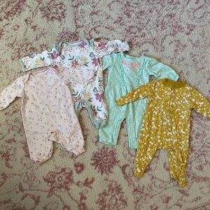 Lot of baby girl 0-3 month long sleeve one pieces